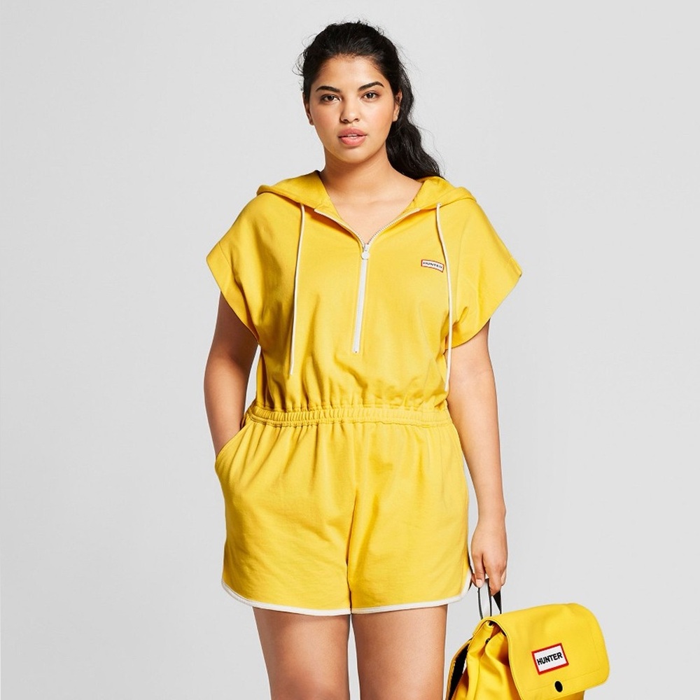 Hunter Bright Yellow Hooded Playsuit with Backpack